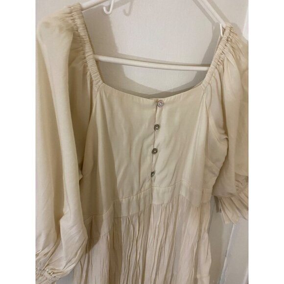 Listiele Women's Beige Bohemian Gypsy Puff Sleeve Maxi Dress - Medium - Picture 2 of 15